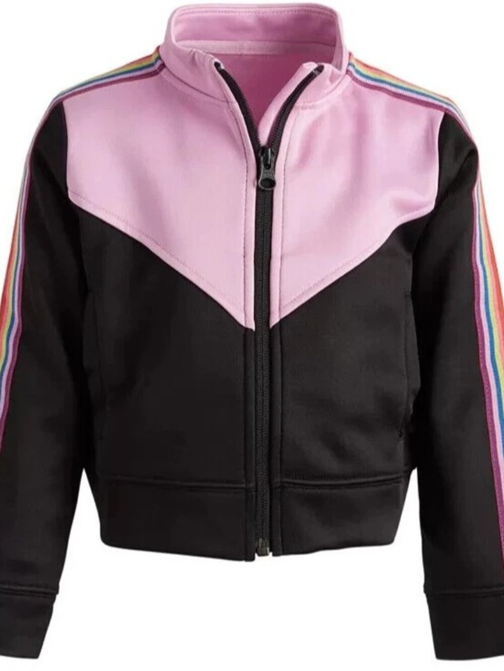 Ideology, Light Purple & Black Track Jacket with Rainbow-Striped Sleeve, 2T